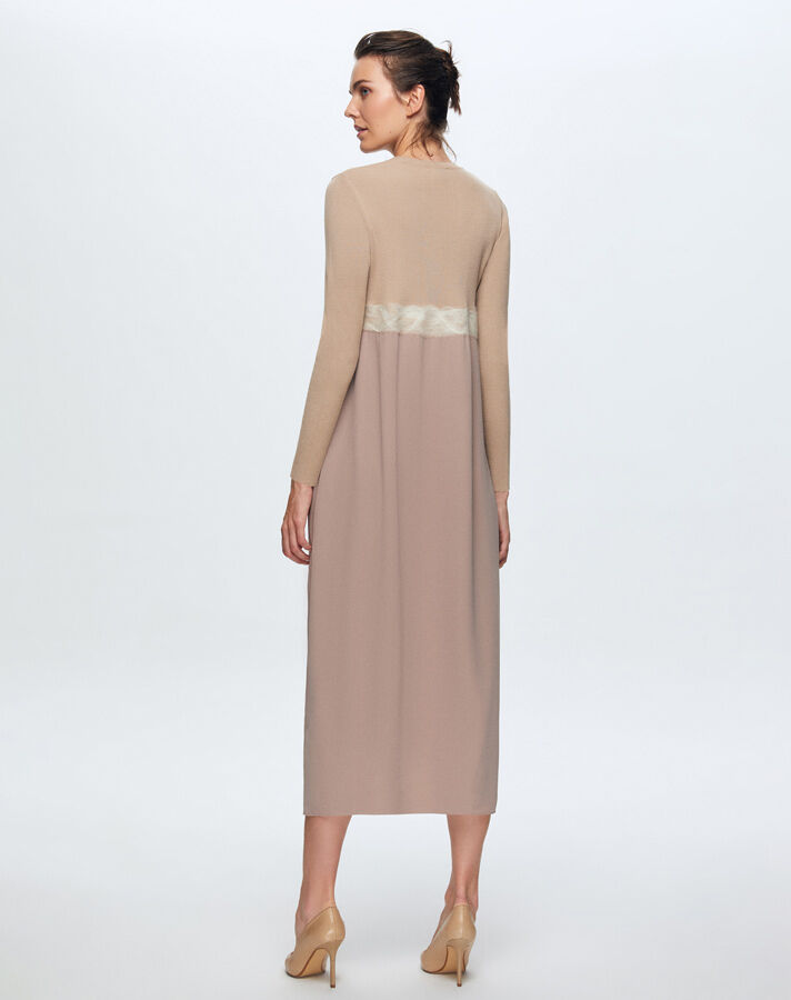 T24K-4002 Keçe Detaylı Triko Elbise CORO-CAMEL - 3