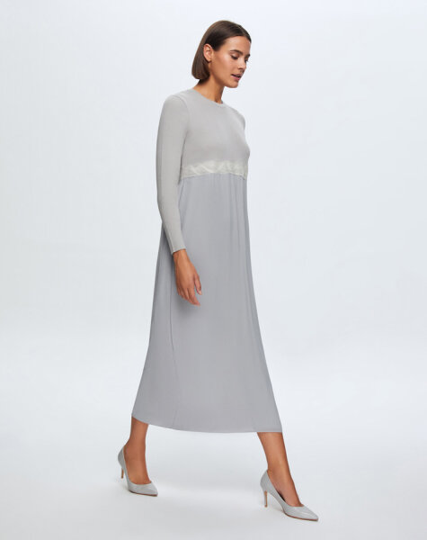 T24K-4002 Keçe Detaylı Triko Elbise VİLLA-GREY - MISS DALIDA (1)