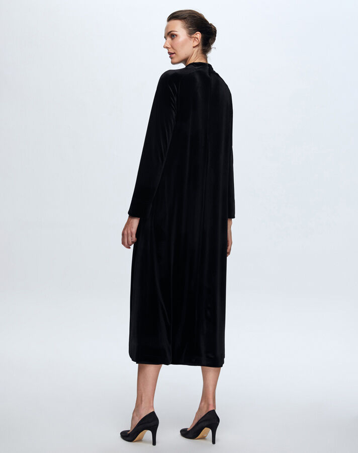 T24K-4003 Uzun Kadife Elbise BLACK - 3
