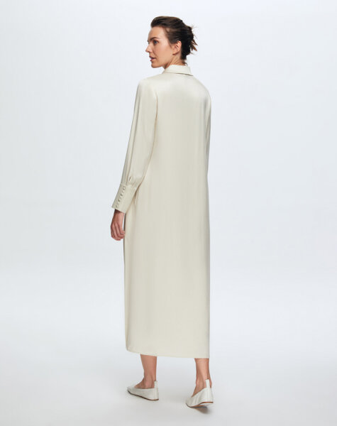 T24K-4006 Uzun Kupro Elbise CREAM - 3