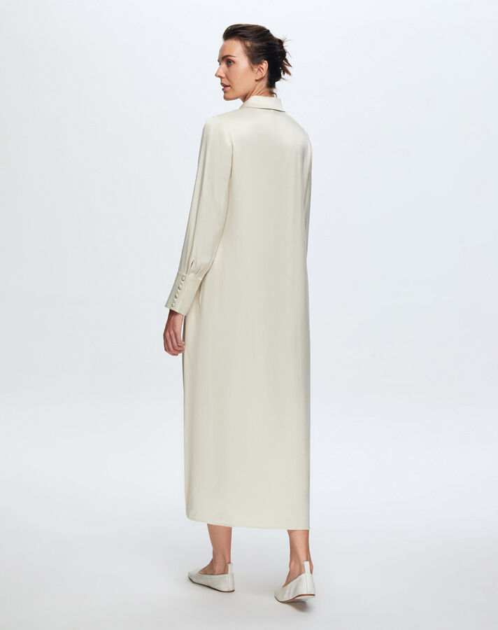 T24K-4006 Uzun Kupro Elbise CREAM - 3