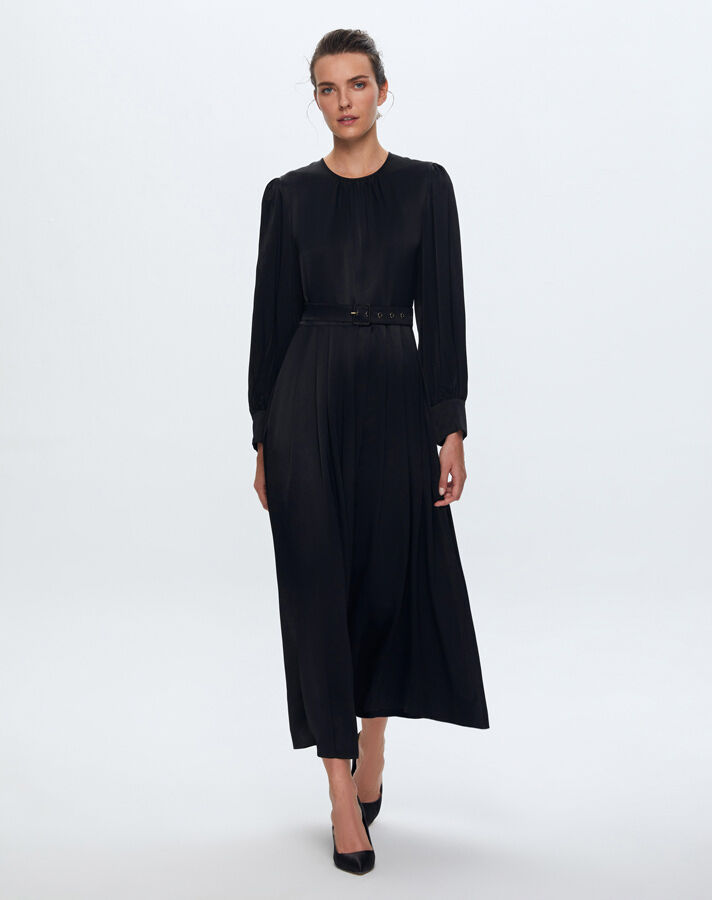 T24K-4008 Saten Şık Elbise BLACK - 2