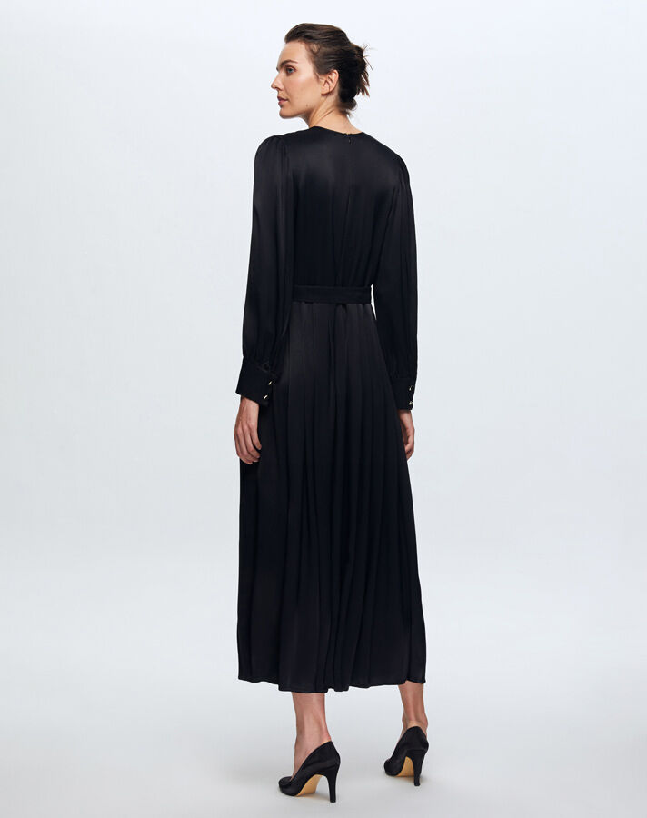 T24K-4008 Saten Şık Elbise BLACK - 3