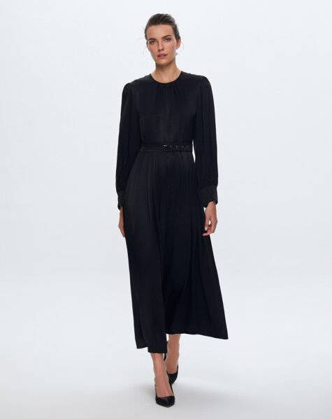 T24K-4008 Saten Şık Elbise BLACK - MISS DALIDA (1)