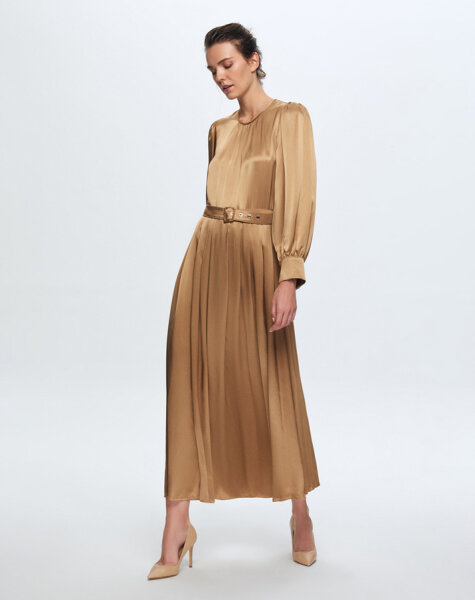 T24K-4008 Saten Şık Elbise HONEY FOAM 