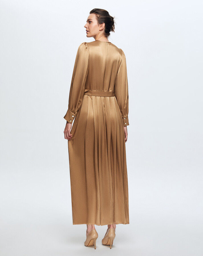 T24K-4008 Saten Şık Elbise HONEY FOAM - 2