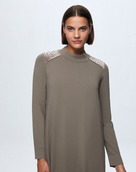 T24K-4009 Parlak Taşlı Elbise 1047-MİNK - 3