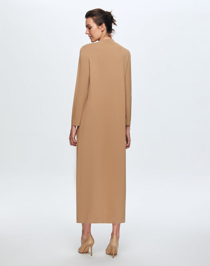 T24K-4009 Parlak Taşlı Elbise 1380-CAMEL - 2
