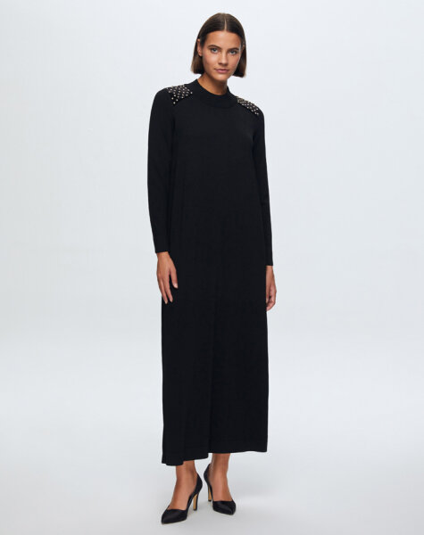 T24K-4009 Parlak Taşlı Elbise BLACK - 3