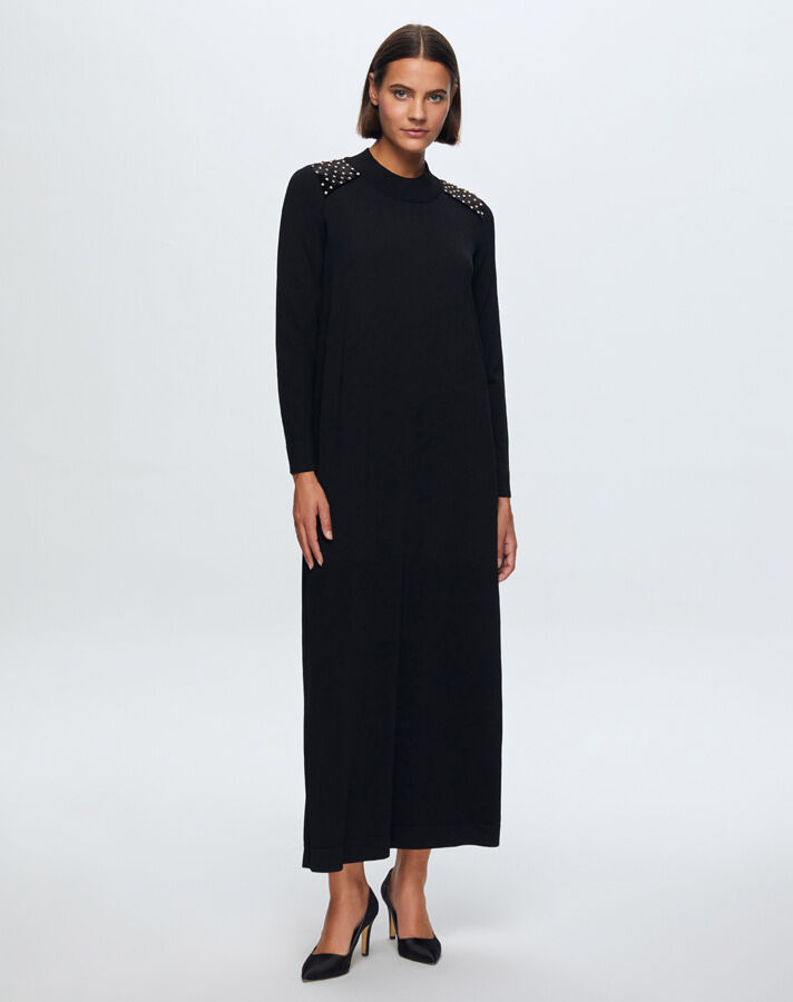 T24K-4009 Parlak Taşlı Elbise BLACK - 3