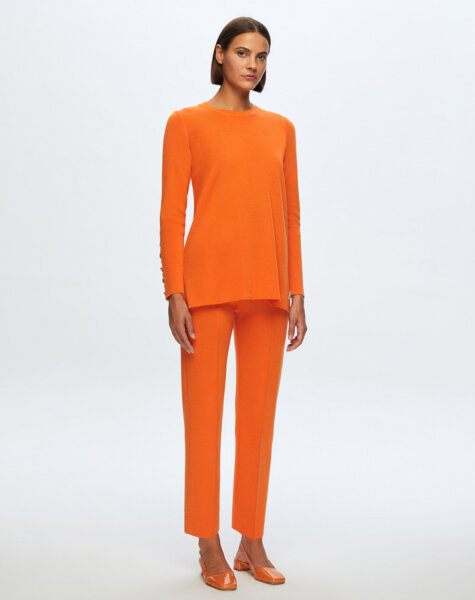 T24K-6001 Uzun Kollu Basic Tunik BROLO-ORANGE 