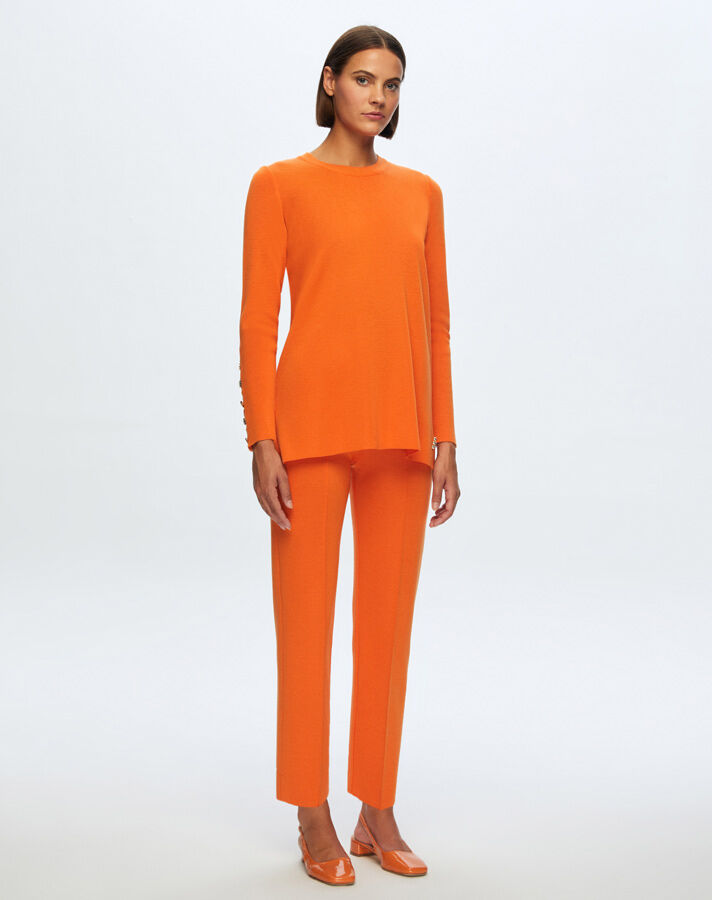 T24K-6001 Uzun Kollu Basic Tunik BROLO-ORANGE - 1