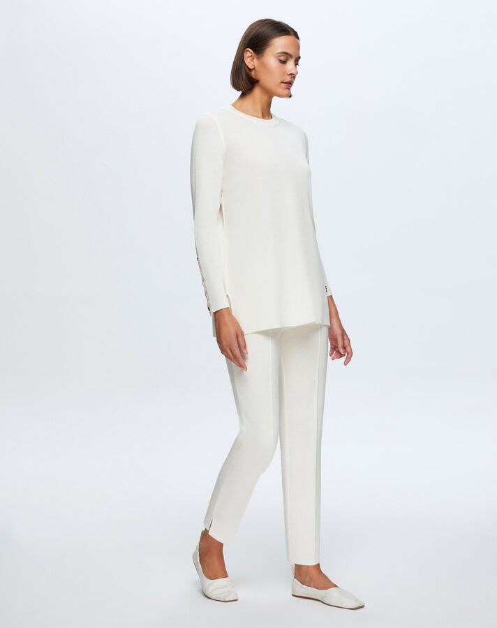 T24K-6001 Uzun Kollu Basic Tunik FEDE-ECRU - 1