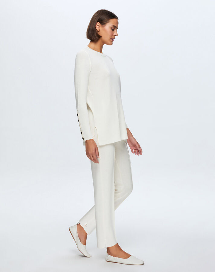 T24K-6001 Uzun Kollu Basic Tunik FEDE-ECRU - 2