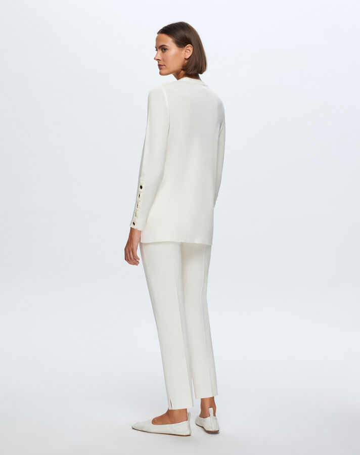 T24K-6001 Uzun Kollu Basic Tunik FEDE-ECRU - 3