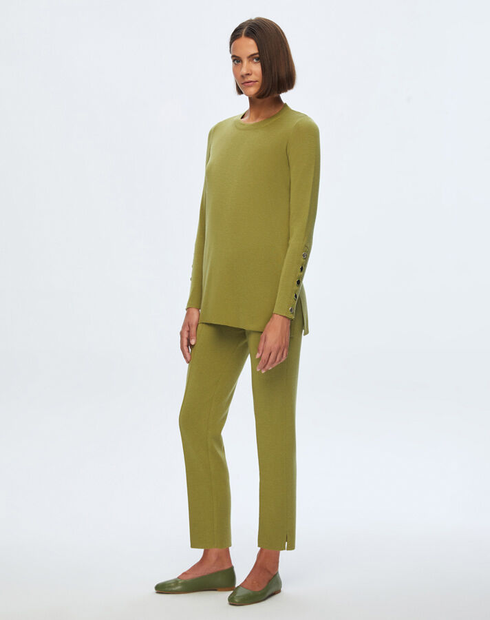 T24K-6001 Uzun Kollu Basic Tunik FİABA-OLİVE - 1