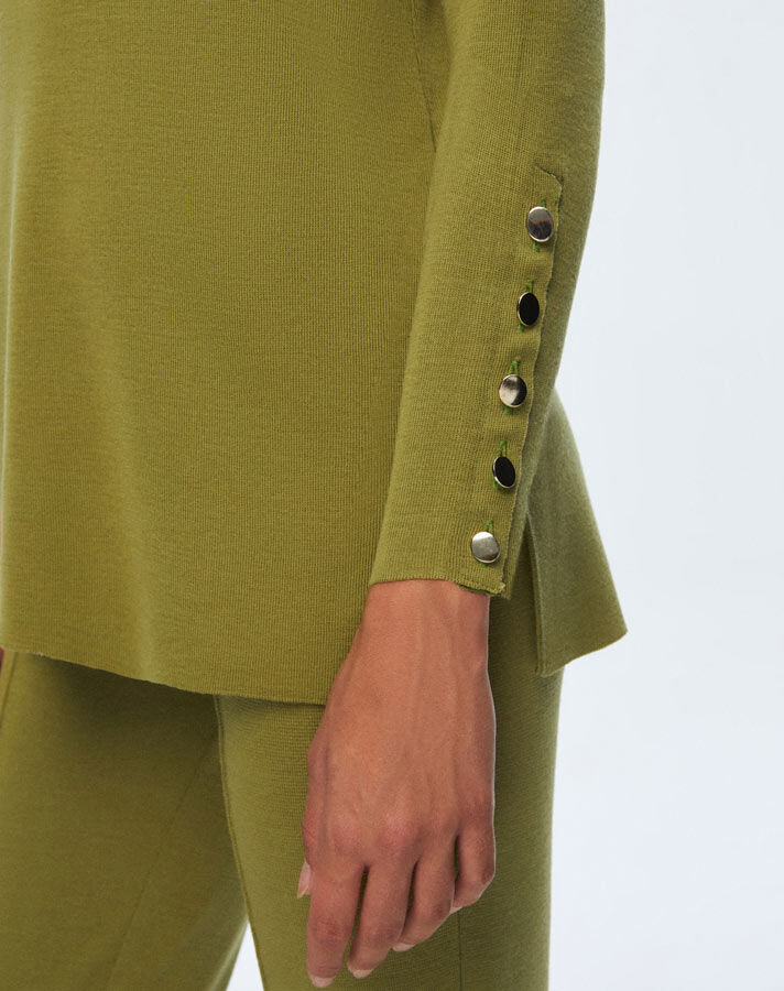 T24K-6001 Uzun Kollu Basic Tunik FİABA-OLİVE - 3