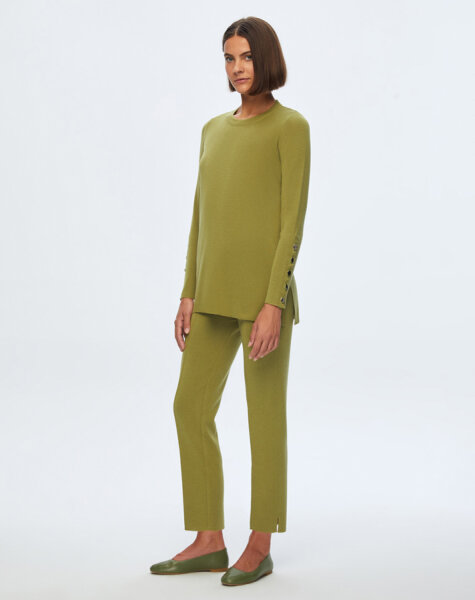 T24K-6001 Uzun Kollu Basic Tunik FİABA-OLİVE 