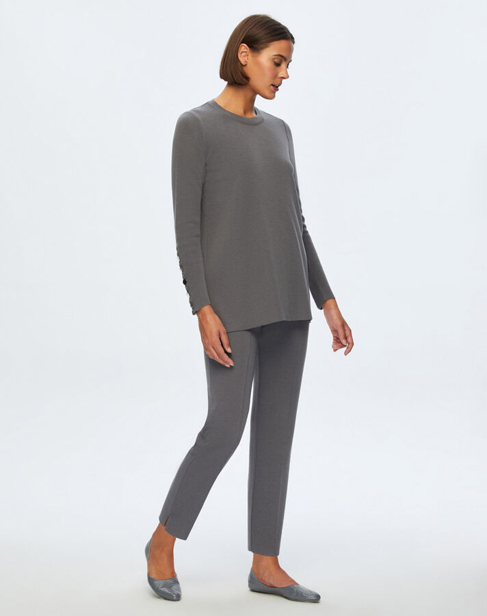 T24K-6001 Uzun Kollu Basic Tunik OMERO-DARK GREY - 1