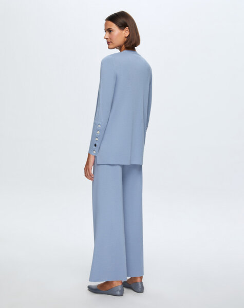 T24K-6001 Uzun Kollu Basic Tunik OVALE-BLUE - 2