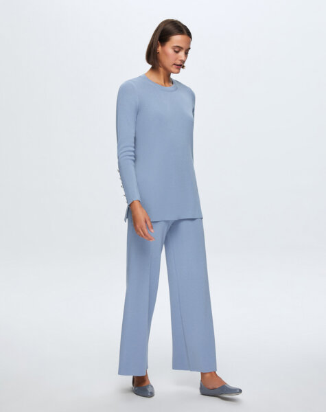 T24K-6001 Uzun Kollu Basic Tunik OVALE-BLUE 