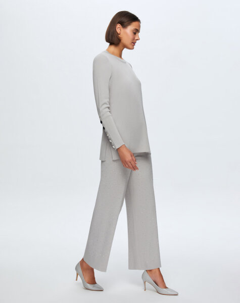 T24K-6001 Uzun Kollu Basic Tunik VİLLA-GREY 