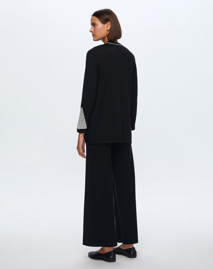 T24K-6002 Örgü Detaylı Triko Tunik BLACK - 2
