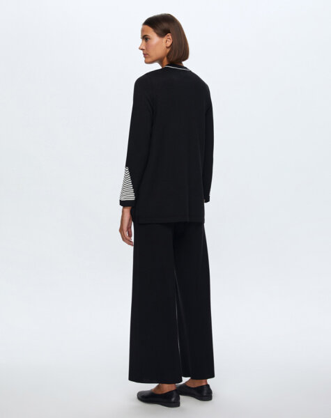 T24K-6002 Örgü Detaylı Triko Tunik BLACK - 2