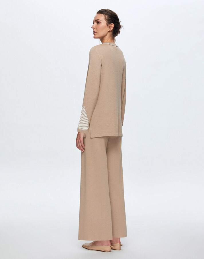 T24K-6002 Örgü Detaylı Triko Tunik CORO-CAMEL - 3