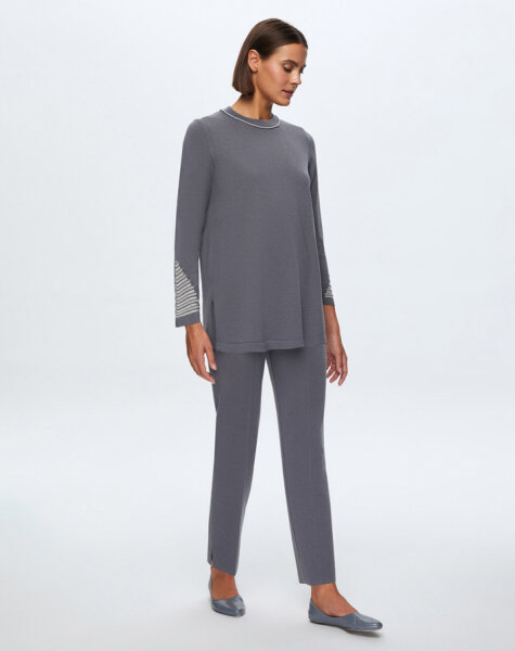 T24K-6002 Örgü Detaylı Triko Tunik OMERO-DARK GREY 