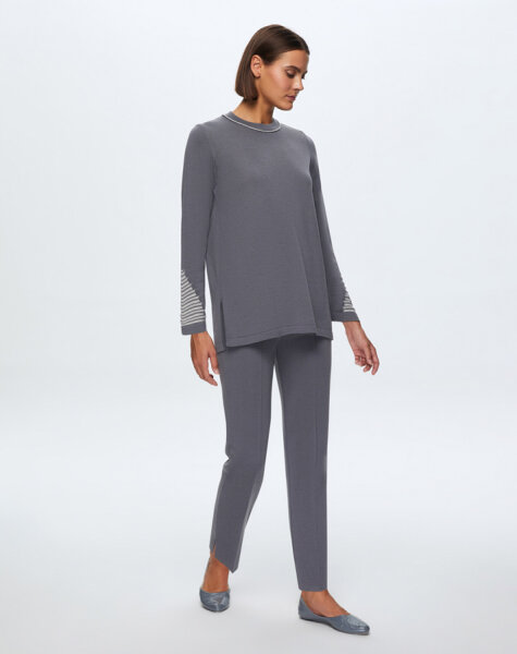 T24K-6002 Örgü Detaylı Triko Tunik OMERO-DARK GREY - 2
