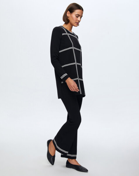 T24K-6003 Kare Desenli Tunik BLACK - MISS DALIDA (1)
