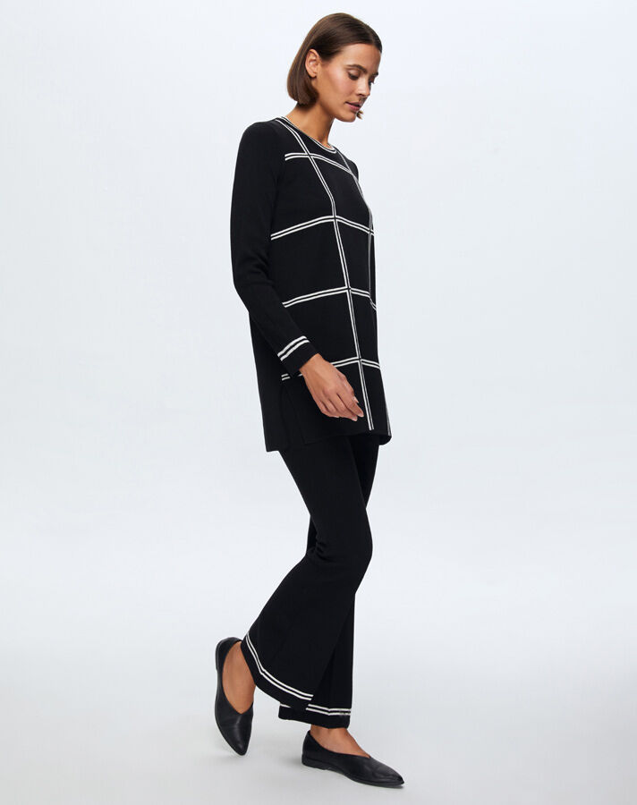 T24K-6003 Kare Desenli Tunik BLACK - 2