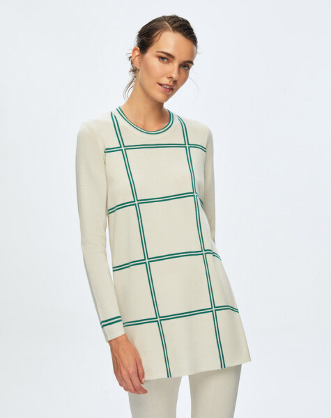 T24K-6003 Kare Desenli Tunik - 1