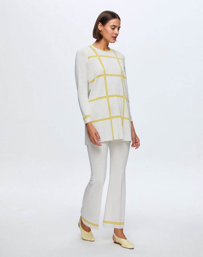 T24K-6003 Kare Desenli Tunik VOLO-SMOKE / ETİCA-YELLOW - 1