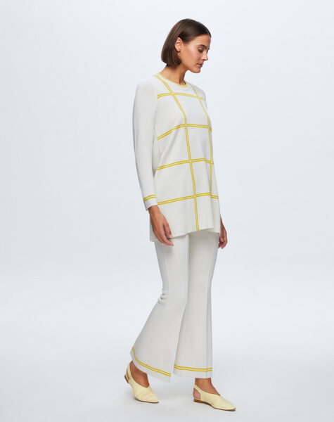 T24K-6003 Kare Desenli Tunik VOLO-SMOKE / ETİCA-YELLOW - 2