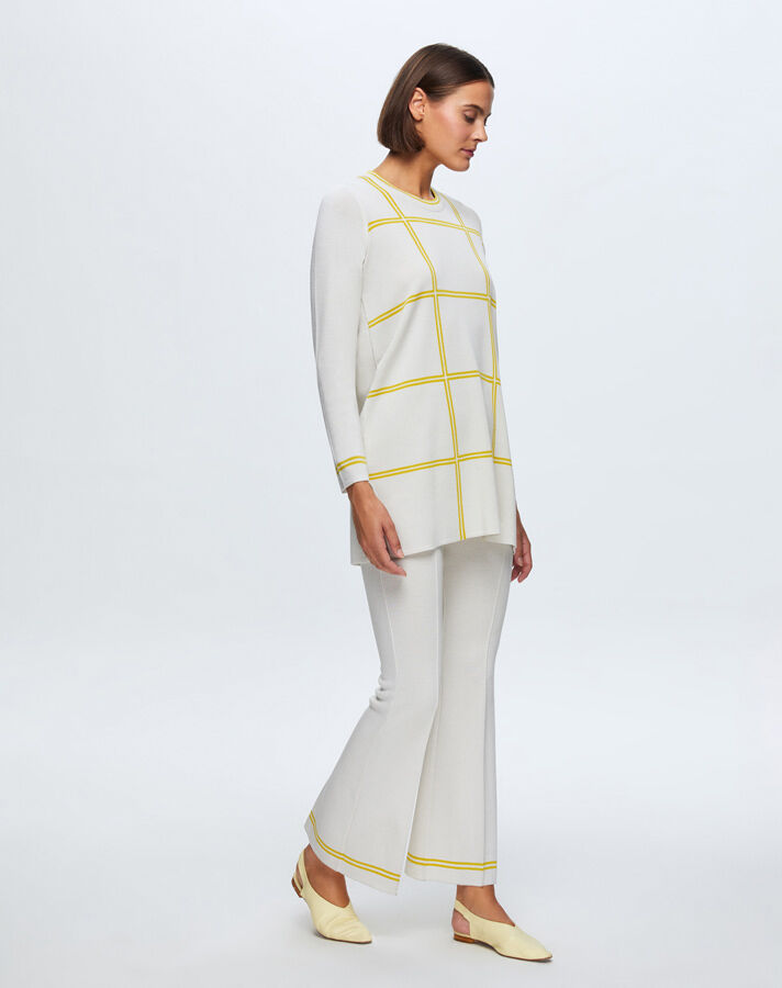 T24K-6003 Kare Desenli Tunik VOLO-SMOKE / ETİCA-YELLOW - 2