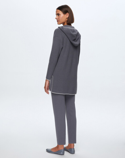 T24K-6004 Selanik Örgü Kapişonlu Tunik - 3