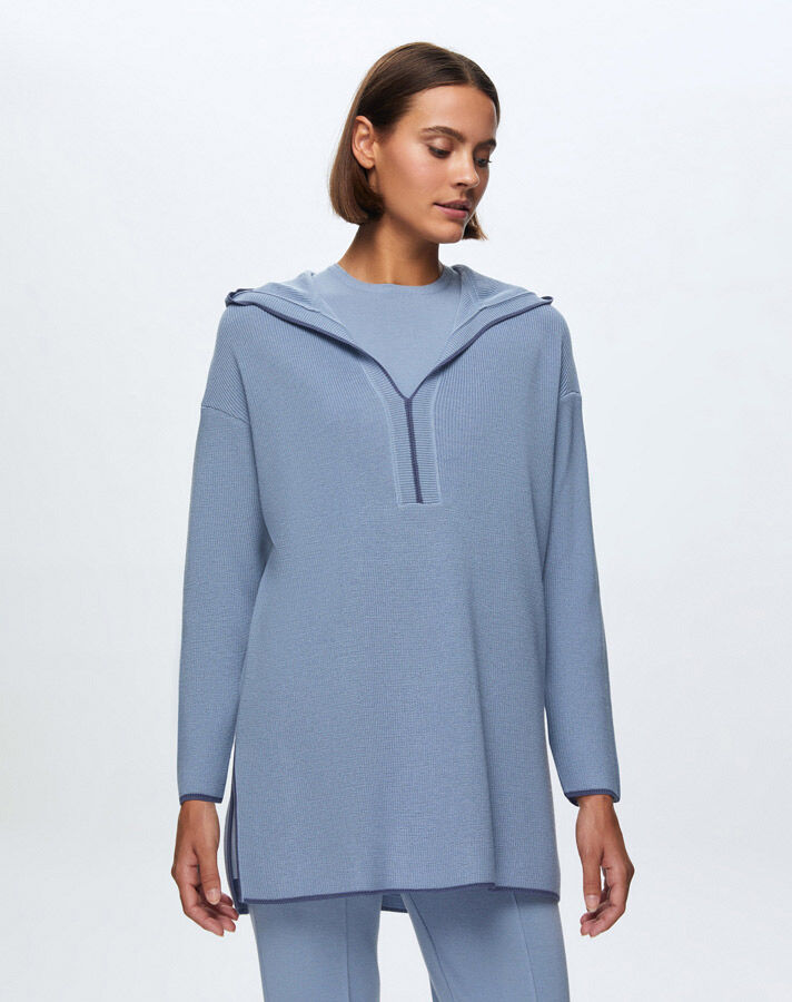 T24K-6004 Selanik Örgü Kapişonlu Tunik - 6