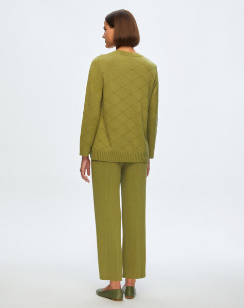 T24K-6005 Kendinden Dokulu Tunik FİABA-OLİVE - 4