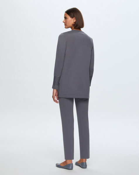 T24K-6006 Saç Örgü Taşlı Tunik OMERO-DARK GREY - 2