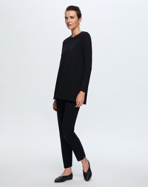 T24K-6008 Kolu Taşlı Tunik BLACK - 1