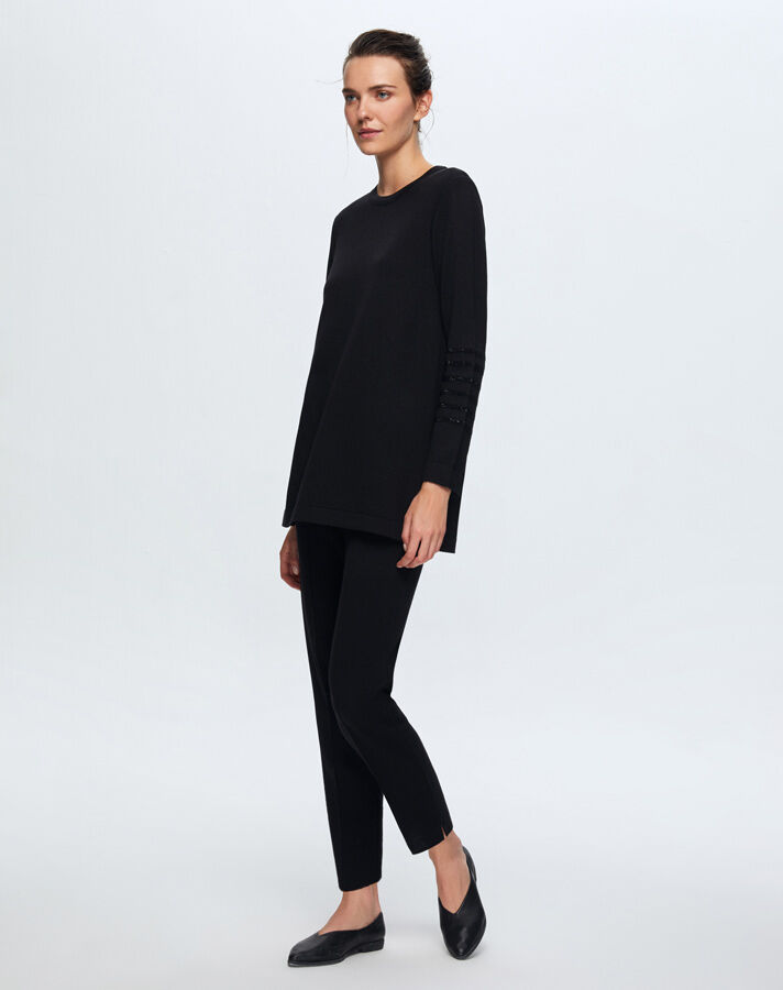 T24K-6008 Kolu Taşlı Tunik BLACK - 1