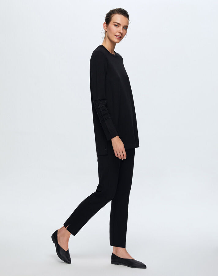 T24K-6008 Kolu Taşlı Tunik BLACK - 2