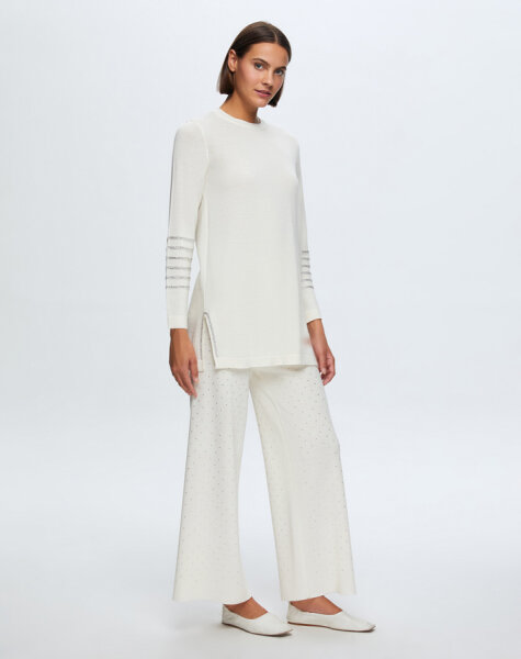 T24K-6008 Kolu Taşlı Tunik FEDE-ECRU 