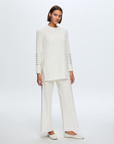 T24K-6008 Kolu Taşlı Tunik FEDE-ECRU - 2