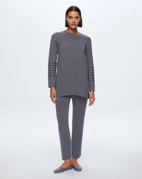 T24K-6008 Kolu Taşlı Tunik OMERO-DARK GREY 
