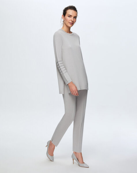 T24K-6008 Kolu Taşlı Tunik VİLLA-GREY 