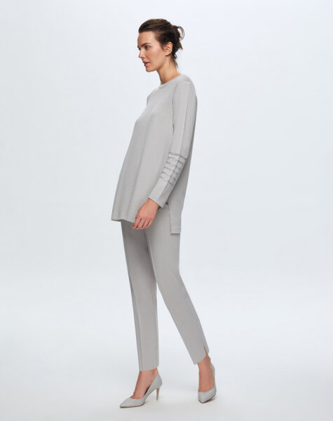 T24K-6008 Kolu Taşlı Tunik VİLLA-GREY - 2