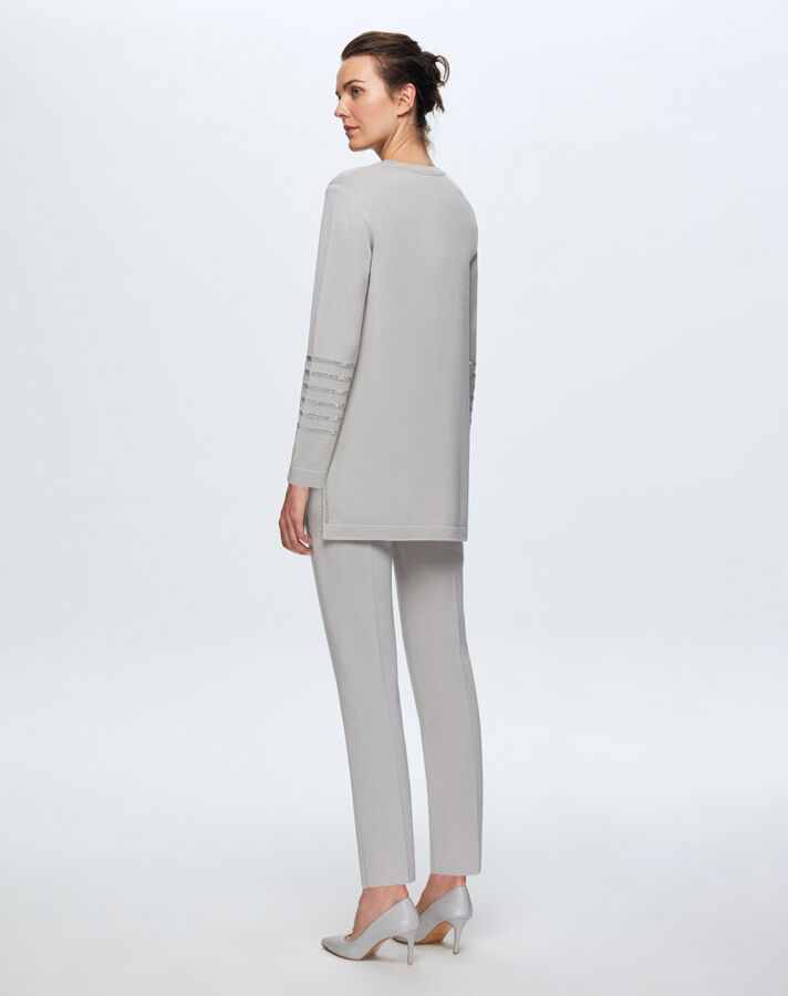 T24K-6008 Kolu Taşlı Tunik VİLLA-GREY - 3